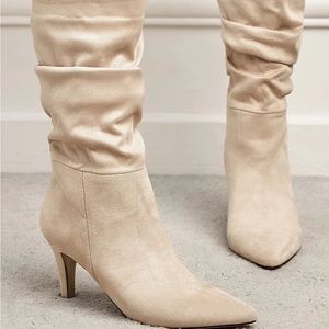 Cream Slouch Heel Booties